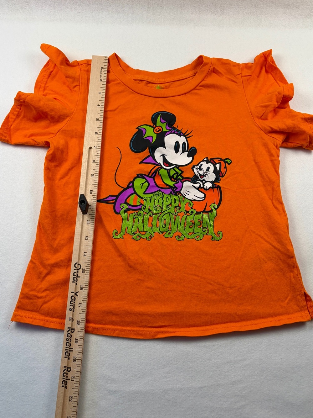 Disney Parks Happy Halloween Minnie Mouse Figaro Pumpkin Blouse Youth XL - Picture 6 of 8